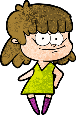 Bir insan tarafından çizilmiş gülümseyen bir kadın.