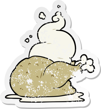 Bir insan tarafından çizilmiş pişmiş tavuk karikatürü.