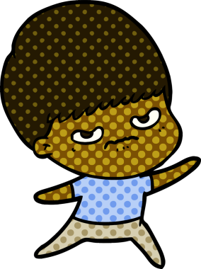 Bir insan tarafından çizilmiş kızgın bir çocuk.