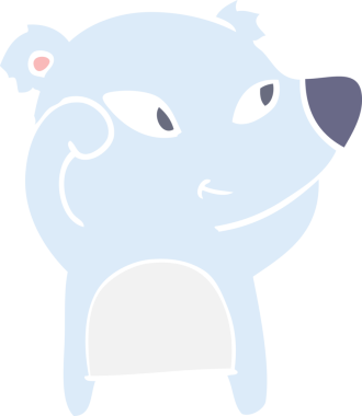 Bir insan tarafından çizilmiş şirin düz renkli çizgi film ayısı.