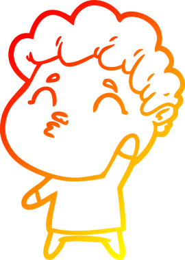 Bir insan tarafından çizilen çizgi film karakterinin sıcak çizgi çizimi