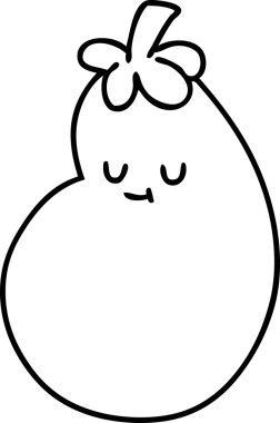 Çizgi çizgisi mutlu patlıcan insan tarafından çizilmiş sağlıklı sebze