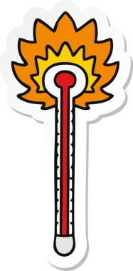 Bir insan tarafından çizilmiş karikatür sıcak termometresi.