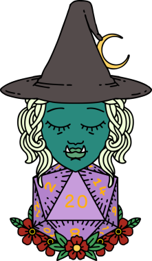 Retro Dövme Biçimi Bir insan tarafından çizilmiş 20 zarlı yarı ork sihirbazı