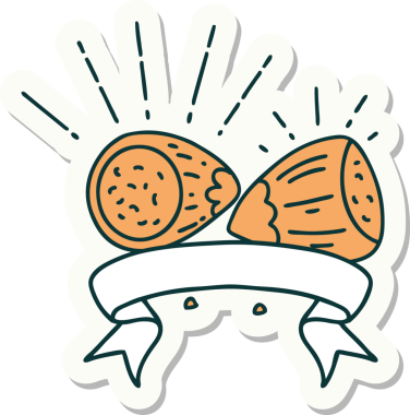 Bir insan tarafından çizilmiş dövme stili fındık çıkartması.