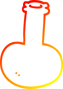 Bir insan tarafından çizilmiş kırmızı vazonun sıcak eğimli çizgisi.