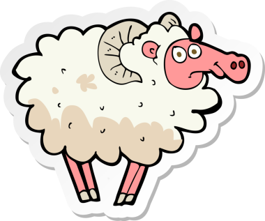 Bir insan tarafından çizilmiş pis koyunun çıkartması.