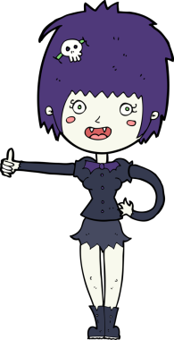 Bir insan tarafından çizilmiş işaret veren vampir kız.