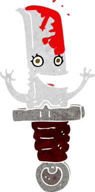 Bir insan tarafından çizilmiş çılgın bir çizgi film karakteri.