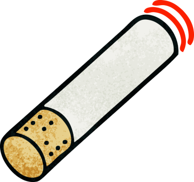 Bir insanın çizdiği sigaranın retro grunge desenli karikatürü.