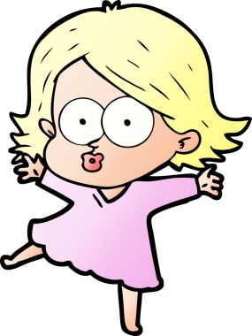 Çizgi film kızı somurtuyor bir insan tarafından