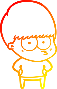 Bir insan tarafından çizilmiş gergin bir çizgi film çocuğunun çizimi.