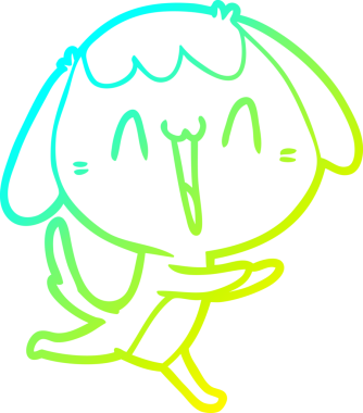 Bir insan tarafından çizilmiş şirin bir çizgi köpeğin soğuk gradyan çizgisi.