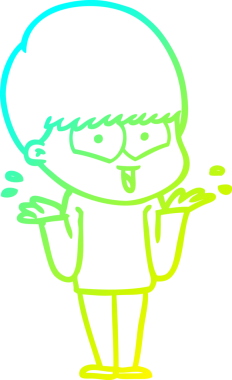 Bir çizgi film karakteri çizen soğuk çizgi bir insan tarafından çizilmiş mutlu çocuk.