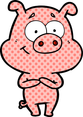 Bir insan tarafından çizilmiş mutlu çizgi film domuzu.