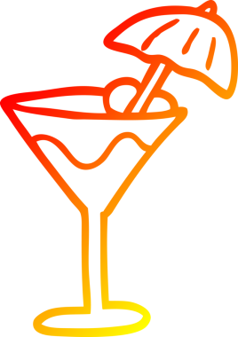 Bir insan tarafından çizilmiş karikatür kokteylinin sıcak gradyan çizimi