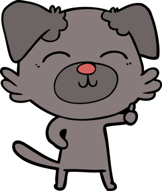 Bir insan tarafından çizilmiş çizgi film köpeği.