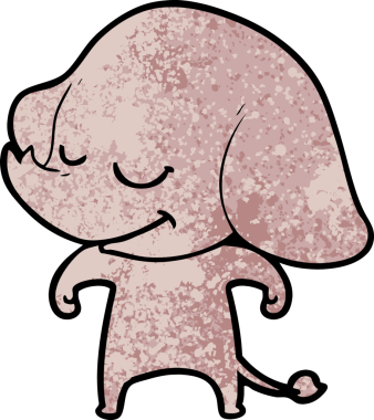 Bir insan tarafından çizilmiş gülümseyen bir fil.