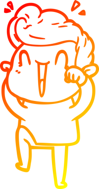 Bir insan tarafından çizilmiş, heyecanlı bir çizgi film çizimi.