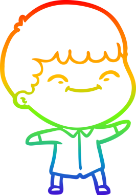 gökkuşağı gradyan çizgi çizimi bir insan tarafından çizilmiş mutlu bir çocuk