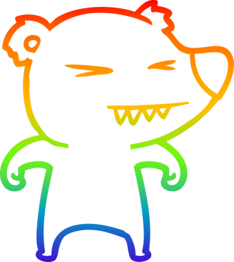 Bir insan tarafından çizilmiş kızgın ayı karikatürünün gökkuşağı gradyanı