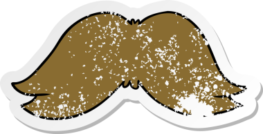 Bir insan tarafından çizilmiş insan bıyığının çizilmiş, kederli bir çizgi film karikatürü.