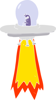 Bir insan tarafından çizilen uçan dairenin düz renk çizimi