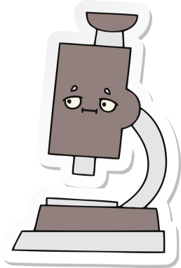 Bir insan tarafından çizilmiş şirin bir mikroskop etiketi.