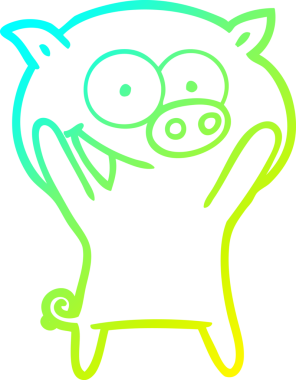 Bir insan tarafından çizilmiş mutlu bir domuz çizgi filmi.