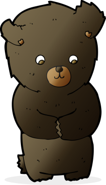 Bir insan tarafından çizilmiş sevimli çizgi film kara ayısı.