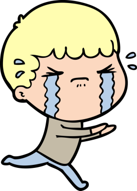 Bir insan tarafından çizilmiş ağlayan çizgi film adamı.