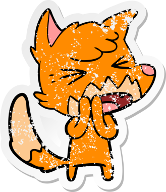 Bir insan tarafından çizilmiş kızgın bir tilkinin sıkıntılı çıkartması.