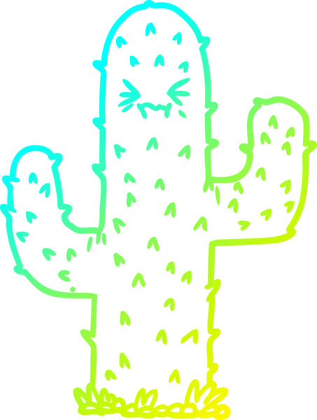 Bir insan tarafından çizilen kaktüsün soğuk gradyan çizgisi.