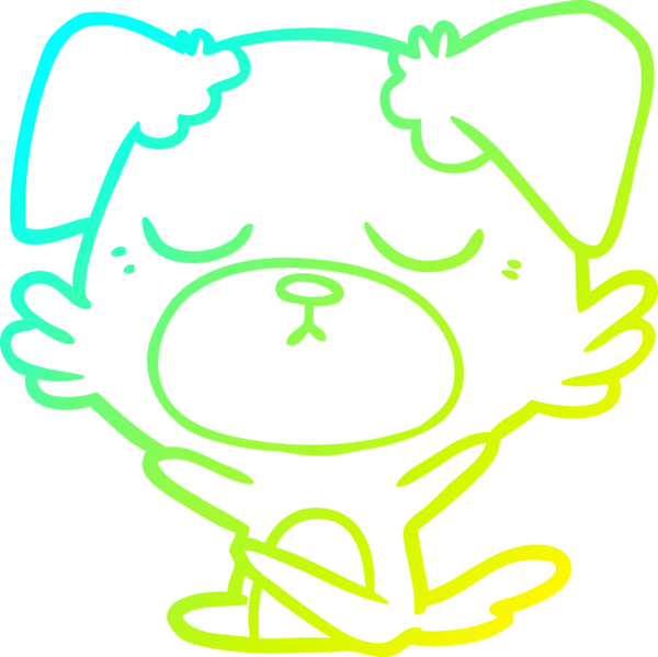 Bir insan tarafından çizilmiş şirin bir çizgi köpeğin soğuk gradyan çizgisi.