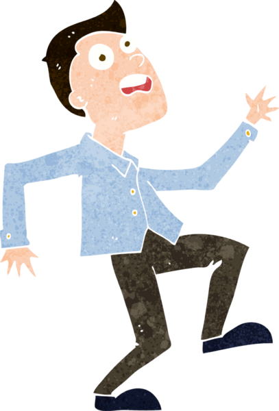 Bir insan tarafından çizilen panikleyen karikatür adamı.