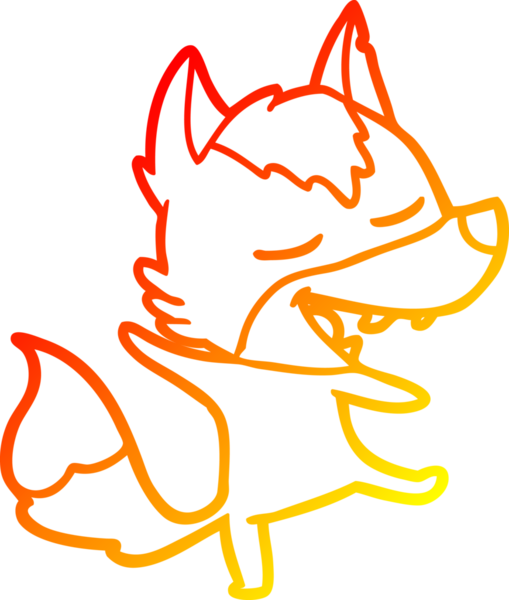 Bir insan tarafından çizilmiş gülen bir kurt çizgi çizimi.