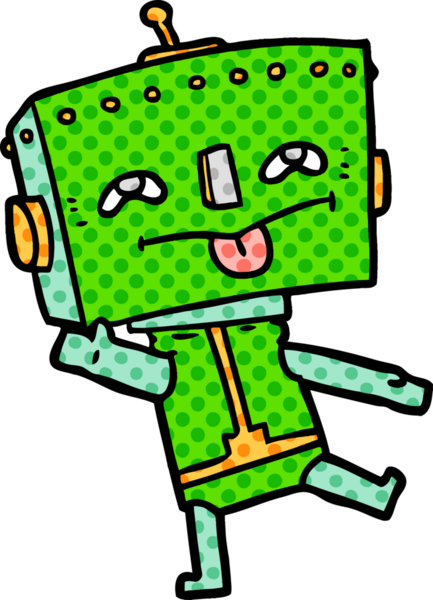 Bir insan tarafından çizilmiş çizgi film robotu