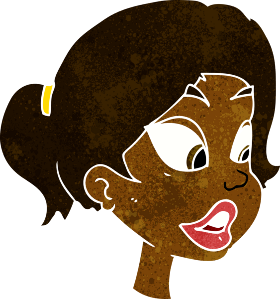 Bir insan tarafından çizilmiş karikatür dostu kadın.