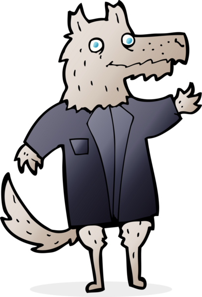 bir insan tarafından çizilmiş bir karikatür kurt iş adamı