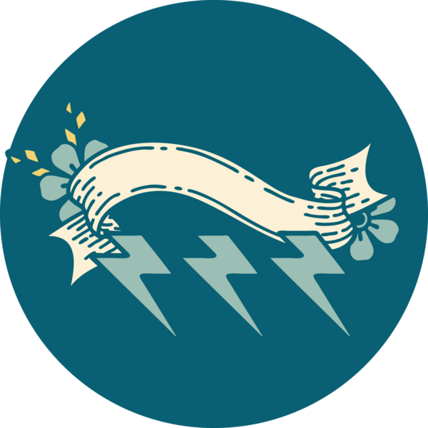 bir insan tarafından çizilmiş yıldırımların pankartına sahip dövme biçimi simgesi