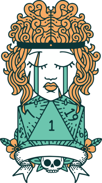 Retro Dövme Tarzı Ağlayan Barbar İnsan Bir insan tarafından çizilmiş doğal bir ruloyla