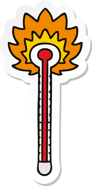Bir insan tarafından çizilmiş karikatür sıcak termometresi.