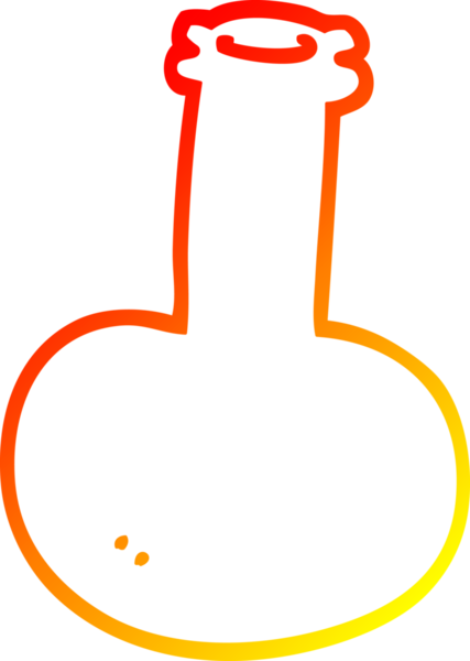 Bir insan tarafından çizilmiş kırmızı vazonun sıcak eğimli çizgisi.