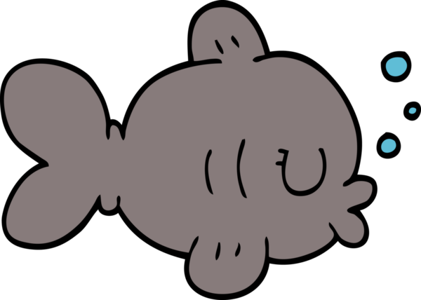 Bir insan tarafından çizilmiş komik karikatür balığı.