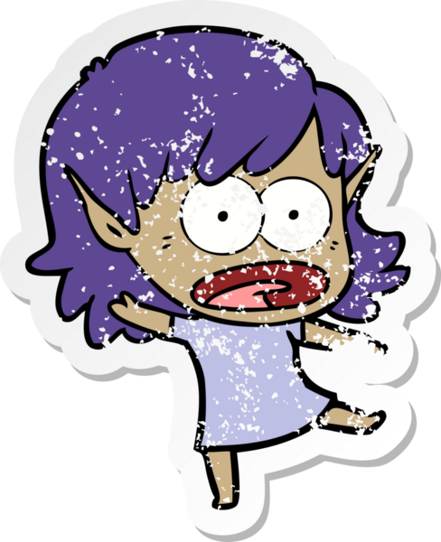 Bir karikatürün sıkıntılı çıkartması bir insan tarafından çizilmiş elf kızı şok etti.