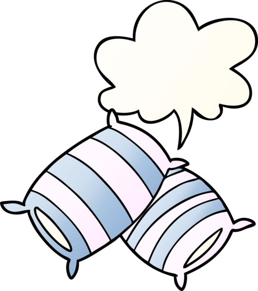 Bir insan tarafından çizilmiş, konuşma baloncuklu çizgi film yastıkları.