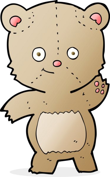 Bir insan tarafından çizilmiş oyuncak ayıyı sallayan çizgi film.