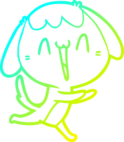 Bir insan tarafından çizilmiş şirin bir çizgi köpeğin soğuk gradyan çizgisi.