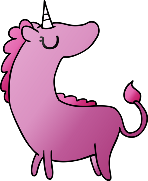 Bir insan tarafından çizilmiş tatlı kawaii unicorn gradyanı.