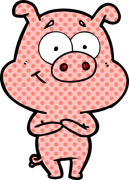 Bir insan tarafından çizilmiş mutlu çizgi film domuzu.